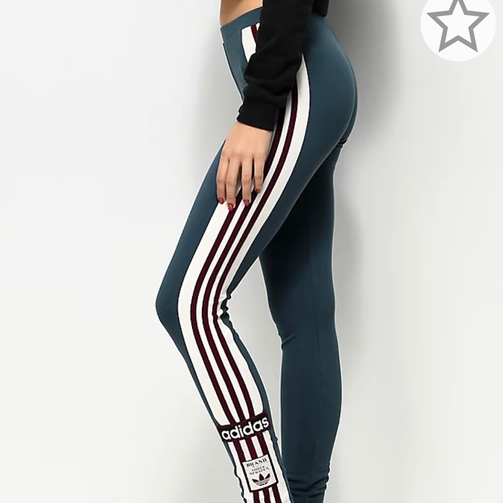 adidas Midnight Blue & Burgundy 3 Stripe Legging